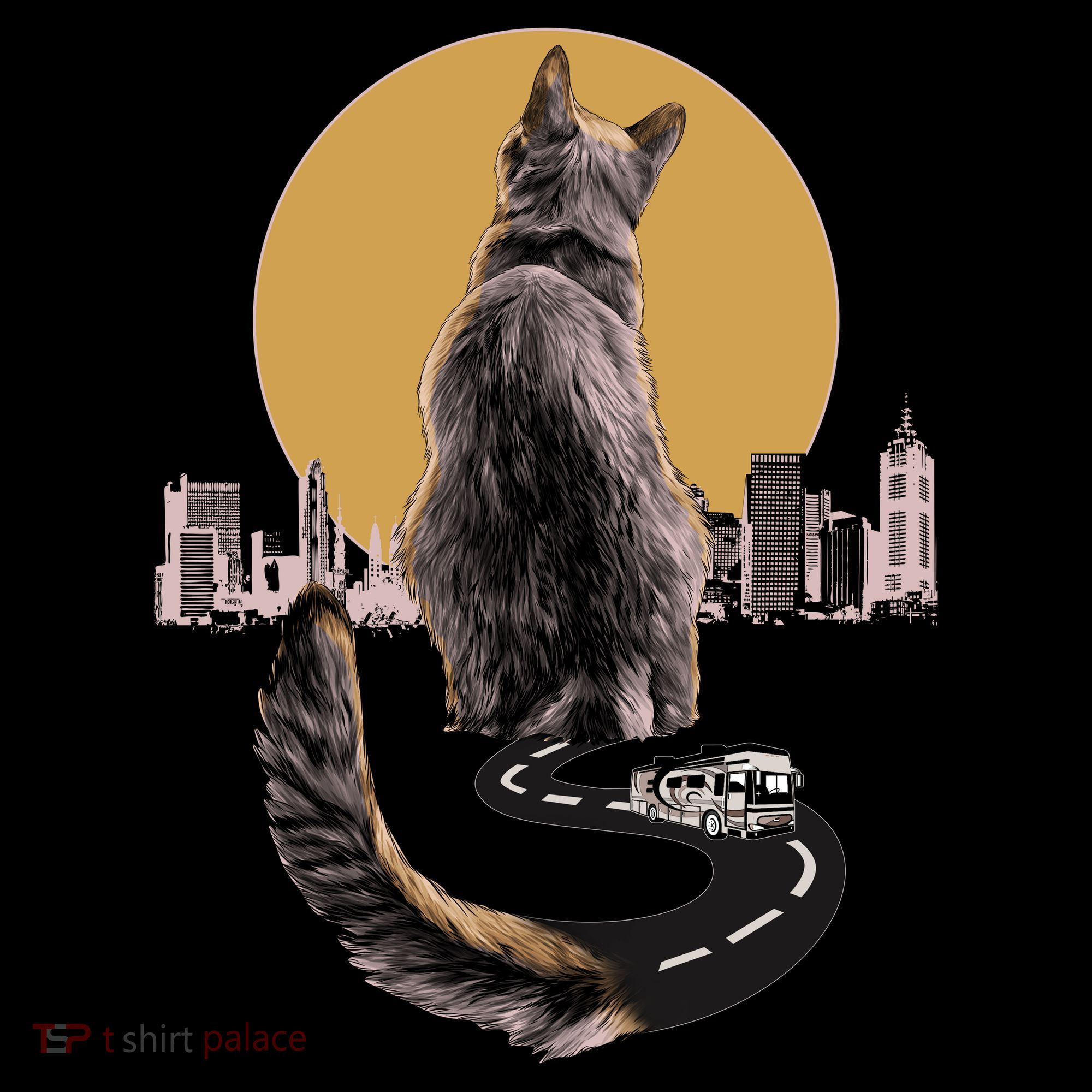 Funny City Road Highway Cat Women's Hoodie