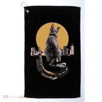 Funny City Road Highway Cat Golf Towel thumb 0