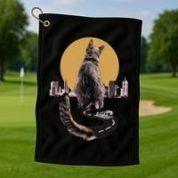 Funny City Road Highway Cat Golf Towel thumb 1
