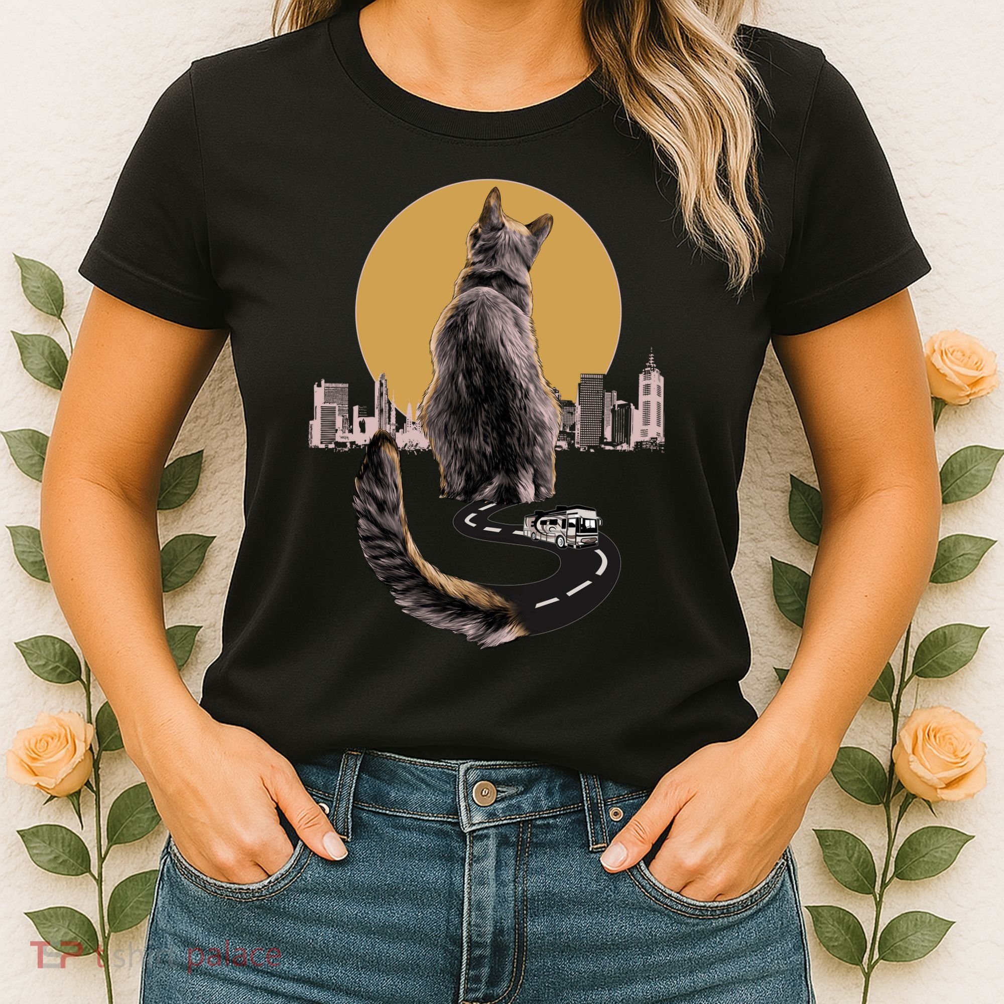 Funny City Road Highway Cat Women's T-Shirt