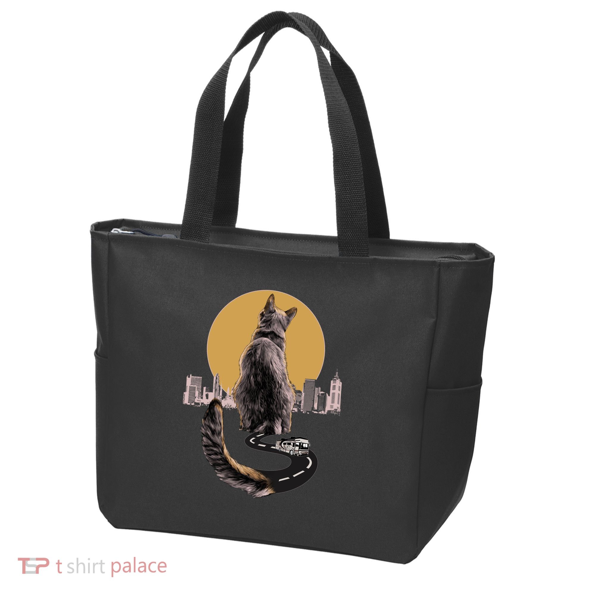 Funny City Road Highway Cat Tote Bag