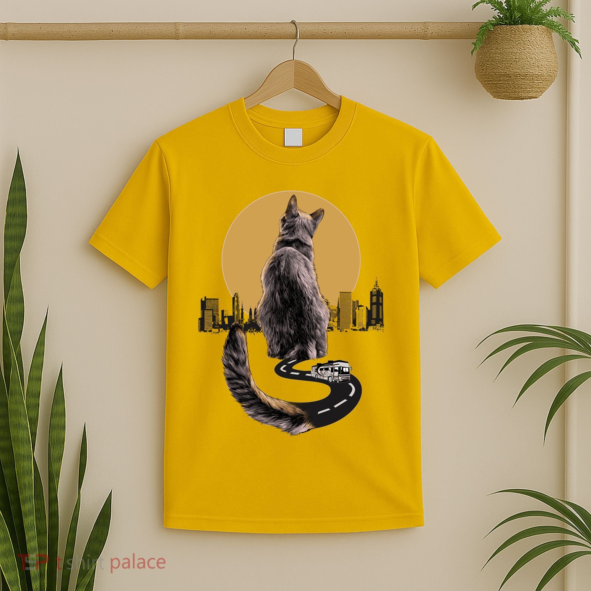 Funny City Road Highway Cat T-Shirt