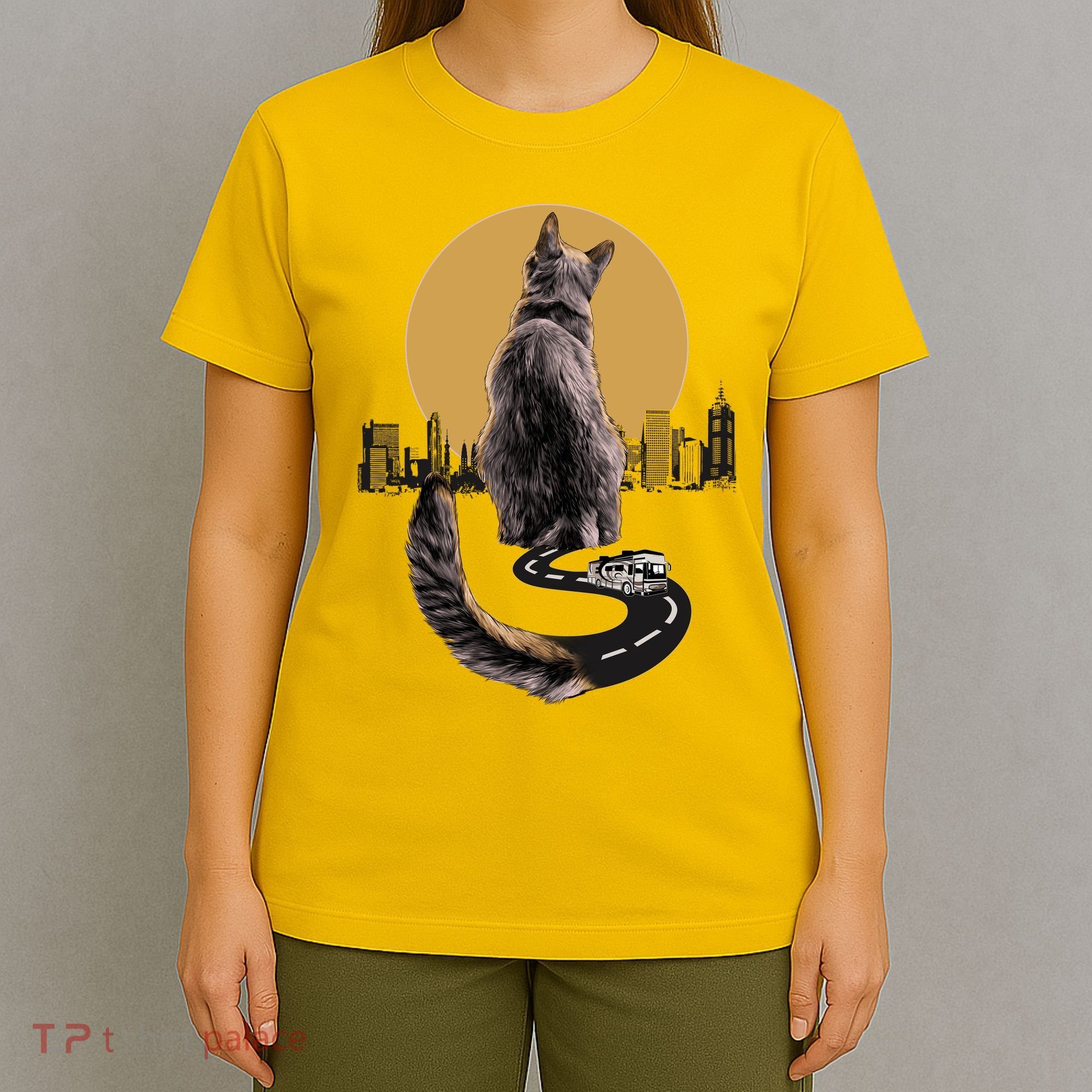 Funny City Road Highway Cat T-Shirt