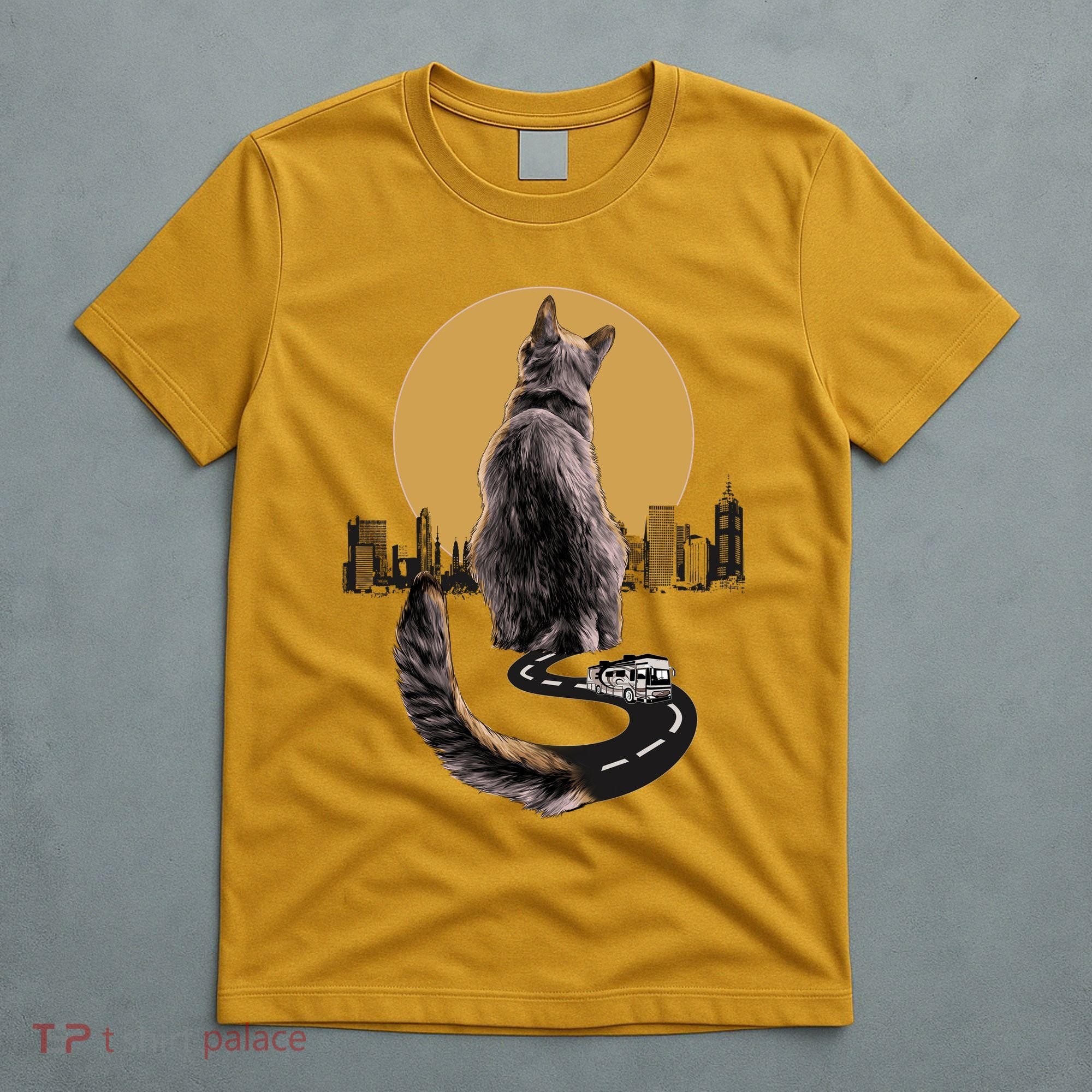 Funny City Road Highway Cat T-Shirt