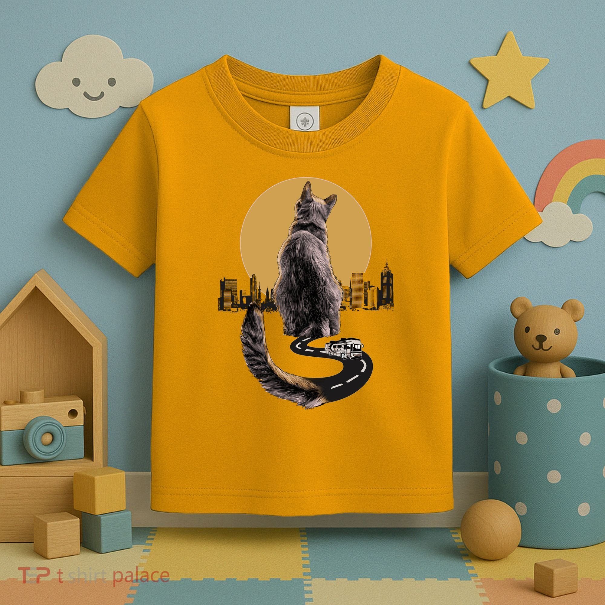 Funny City Road Highway Cat Toddler T-Shirt
