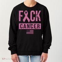 F*ck Cancer Ribbon American Flag Tribute Women's Sweatshirt thumb 0