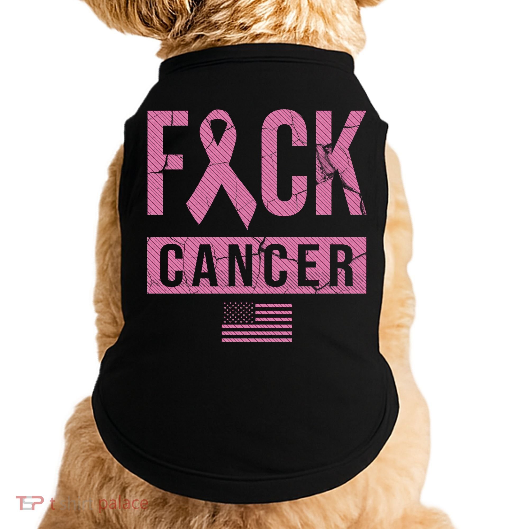 F*ck Cancer Ribbon American Flag Tribute Doggie Tank