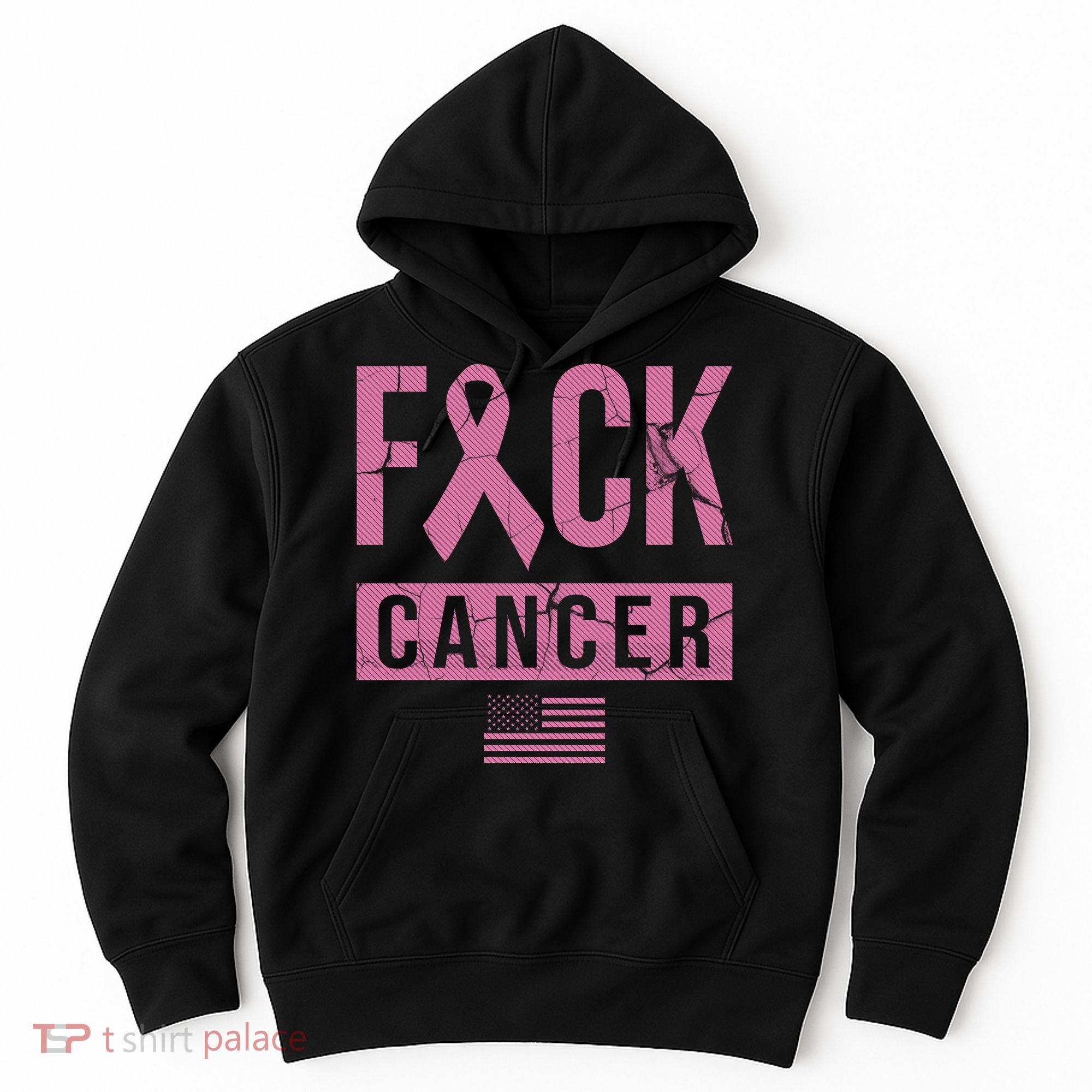 F*ck Cancer Ribbon American Flag Tribute Hoodie