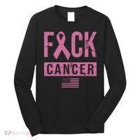 F*ck Cancer Ribbon American Flag Tribute Long Sleeve Shirt thumb 0