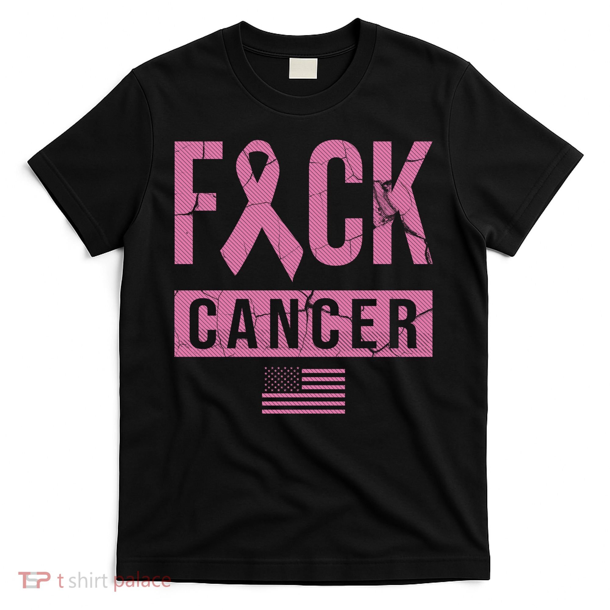 F*ck Cancer Ribbon American Flag Tribute T-Shirt