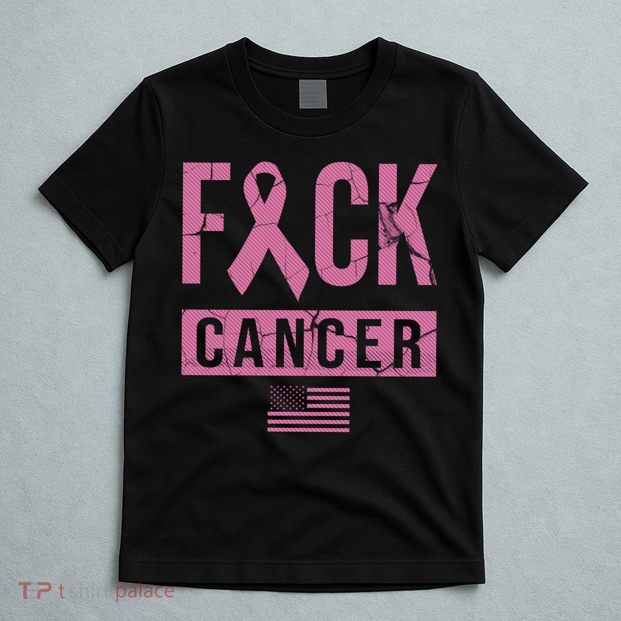 F*ck Cancer Ribbon American Flag Tribute T-Shirt