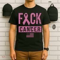 F*ck Cancer Ribbon American Flag Tribute T-Shirt thumb 6