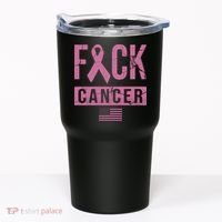 F*ck Cancer Ribbon American Flag Tribute Tumbler thumb 0