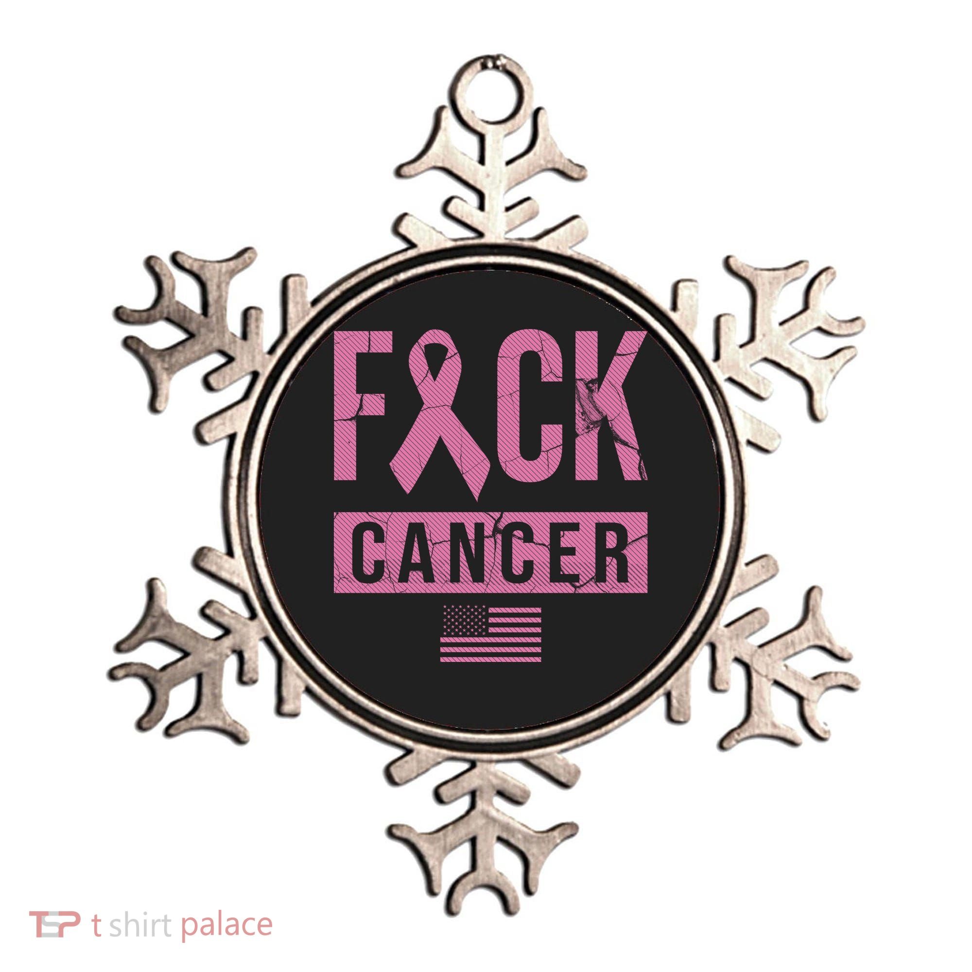 F*ck Cancer Ribbon American Flag Tribute Ornament