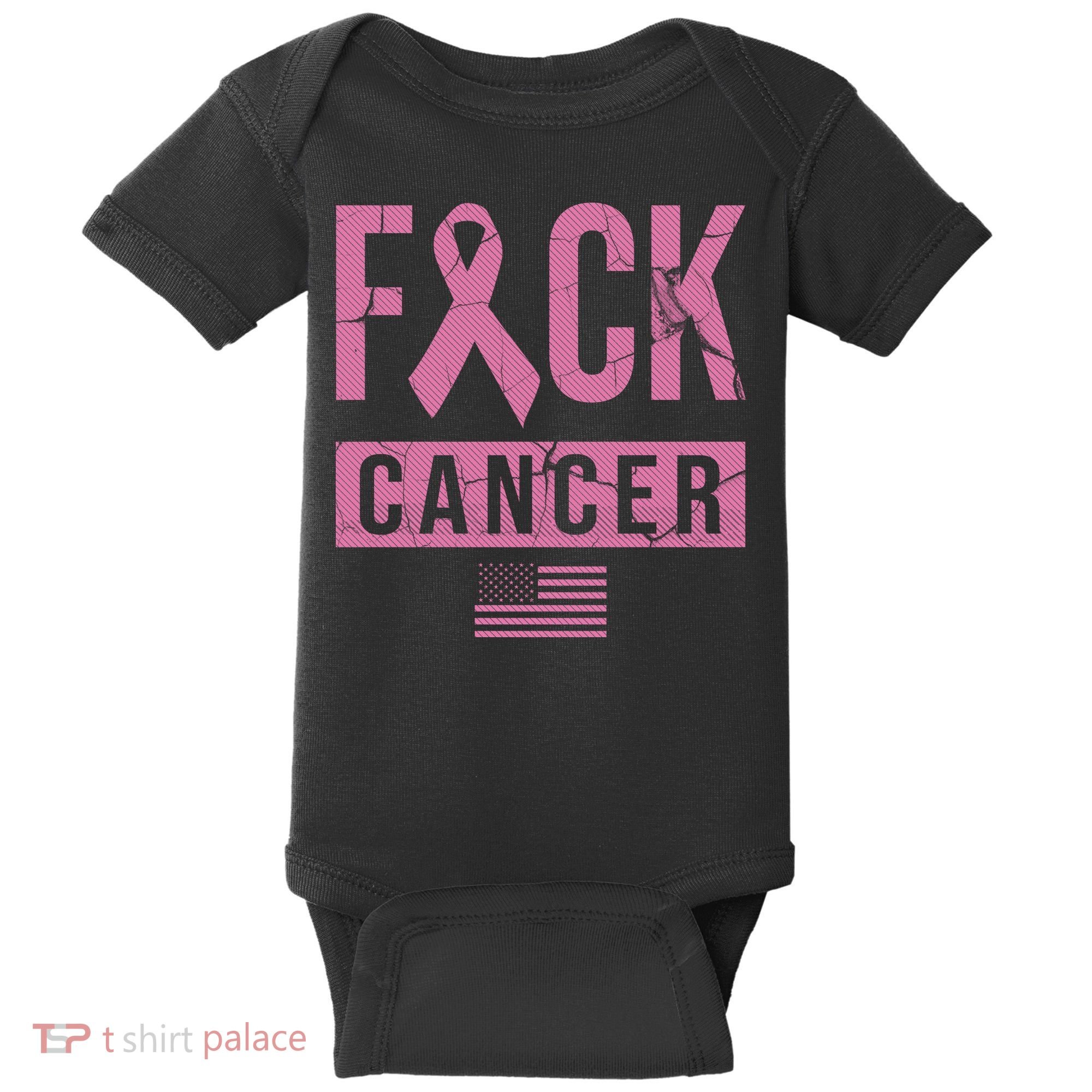 F*ck Cancer Ribbon American Flag Tribute Baby Bodysuit