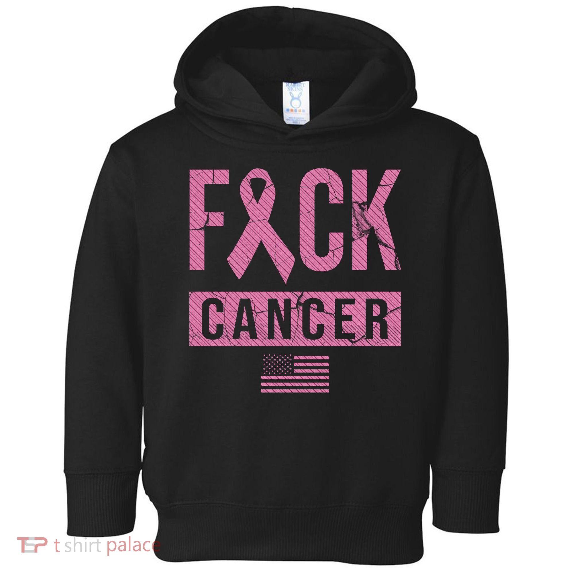 F*ck Cancer Ribbon American Flag Tribute Toddler Hoodie
