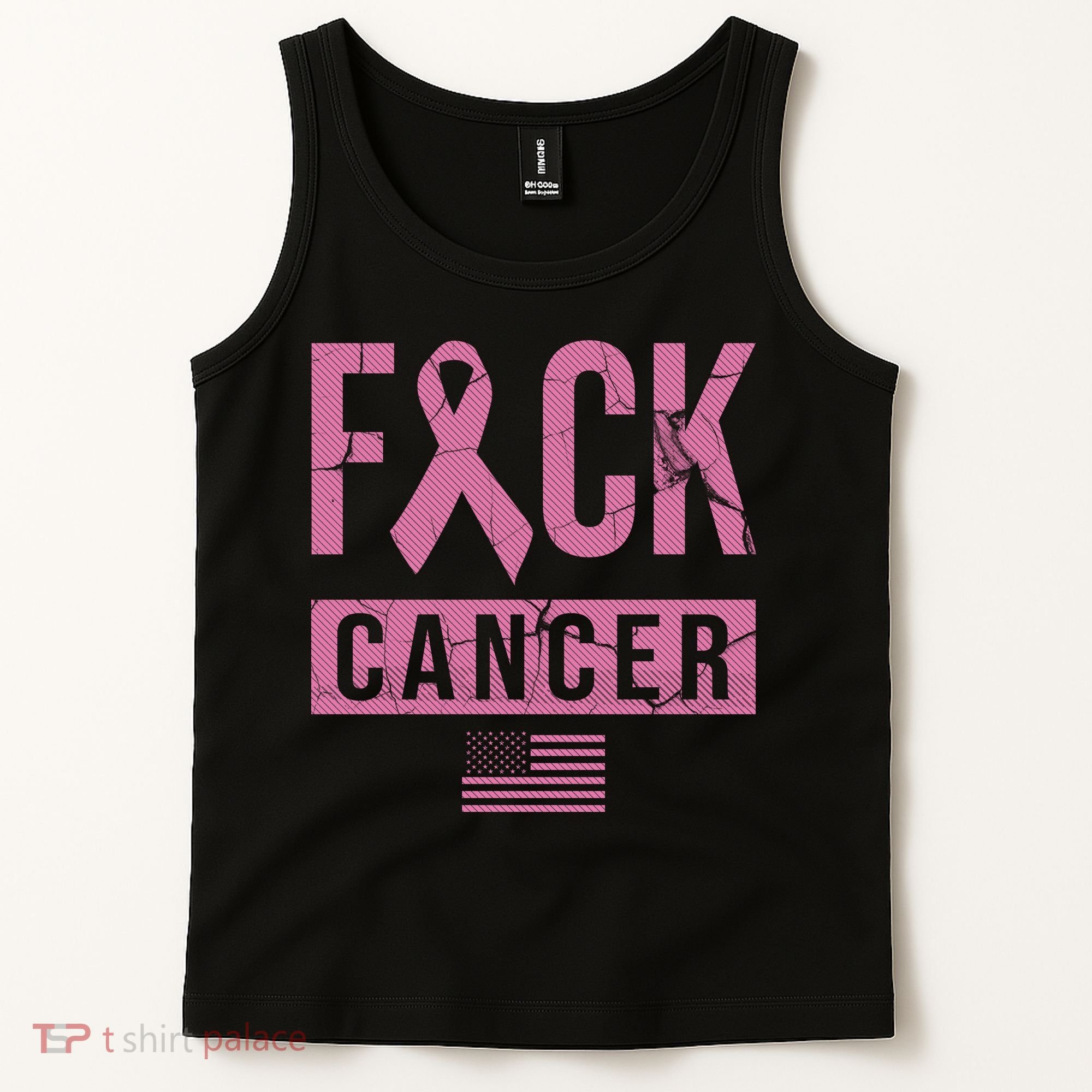 F*ck Cancer Ribbon American Flag Tribute Tank Top
