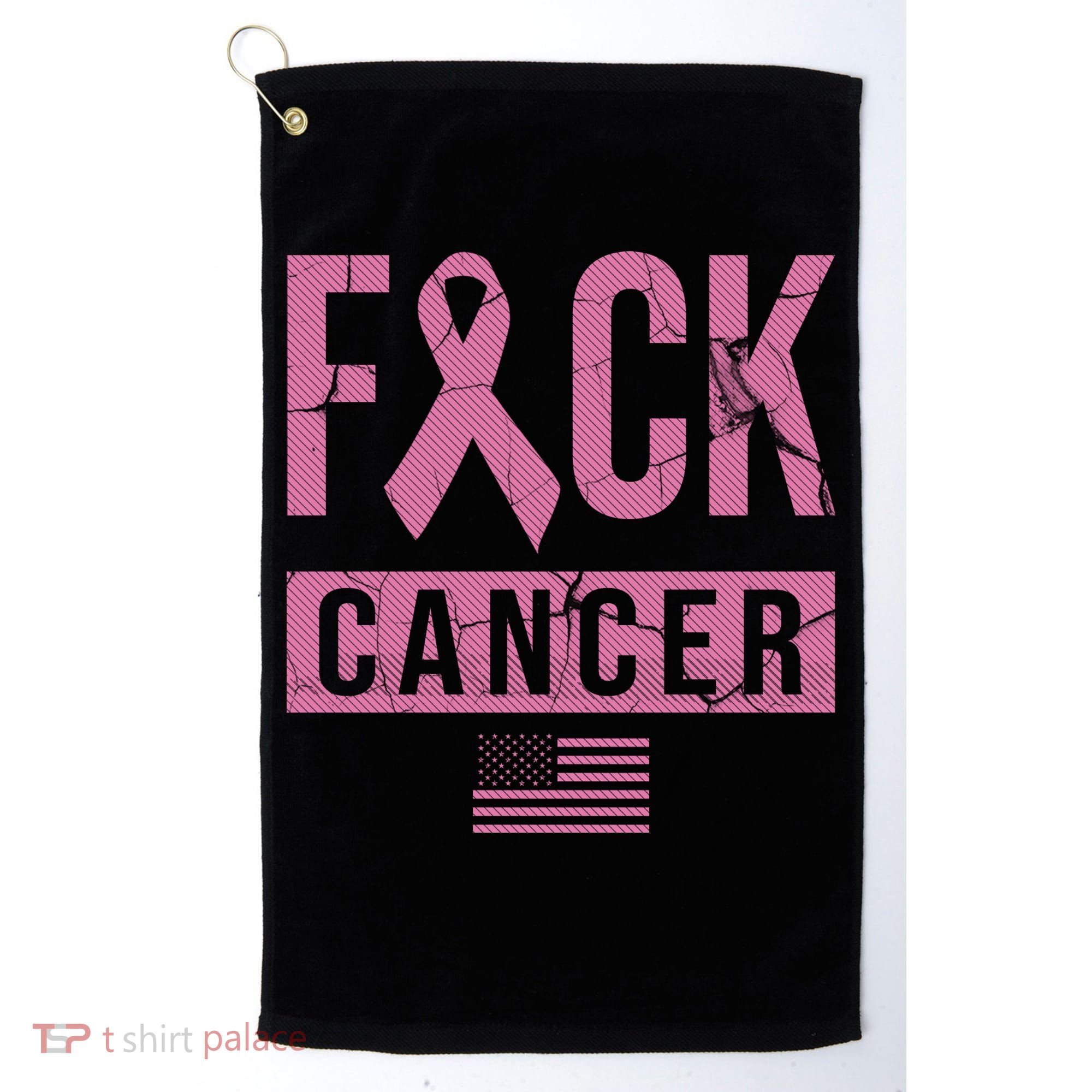 F*ck Cancer Ribbon American Flag Tribute Golf Towel