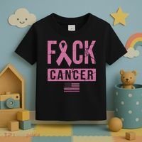 F*ck Cancer Ribbon American Flag Tribute Toddler T-Shirt thumb 3