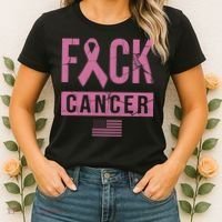 F*ck Cancer Ribbon American Flag Tribute Women's T-Shirt thumb 2