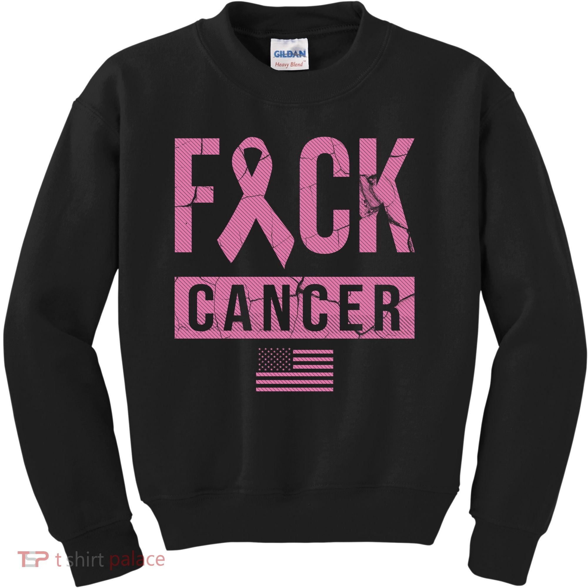 F*ck Cancer Ribbon American Flag Tribute Kids Sweatshirt