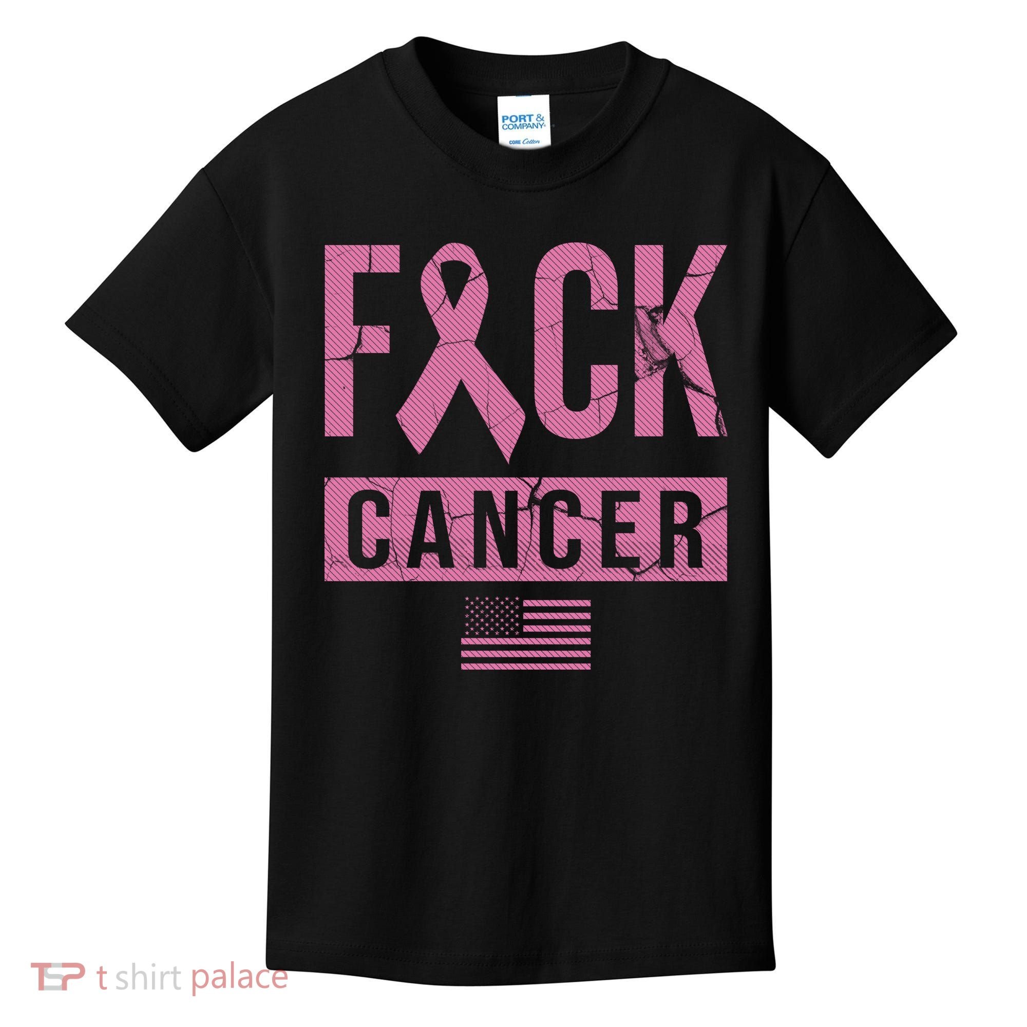 F*ck Cancer Ribbon American Flag Tribute Kids T-Shirt