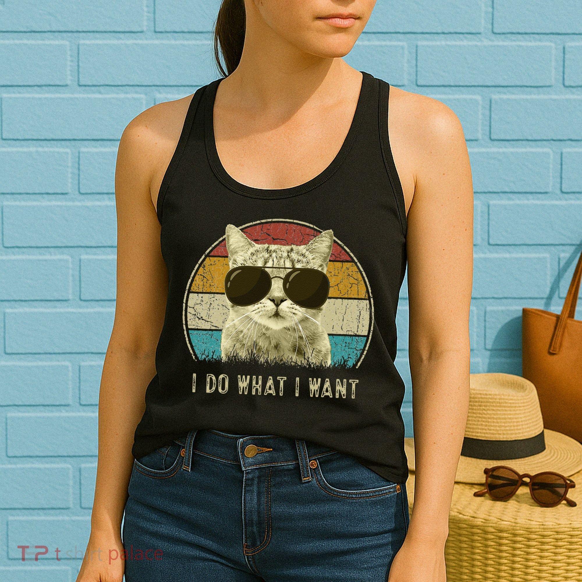 Funny Cat Retro Cats Lover I Do What I Want Women's Tank Top