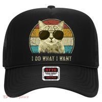 Funny Cat Retro Cats Lover I Do What I Want Hat thumb 0