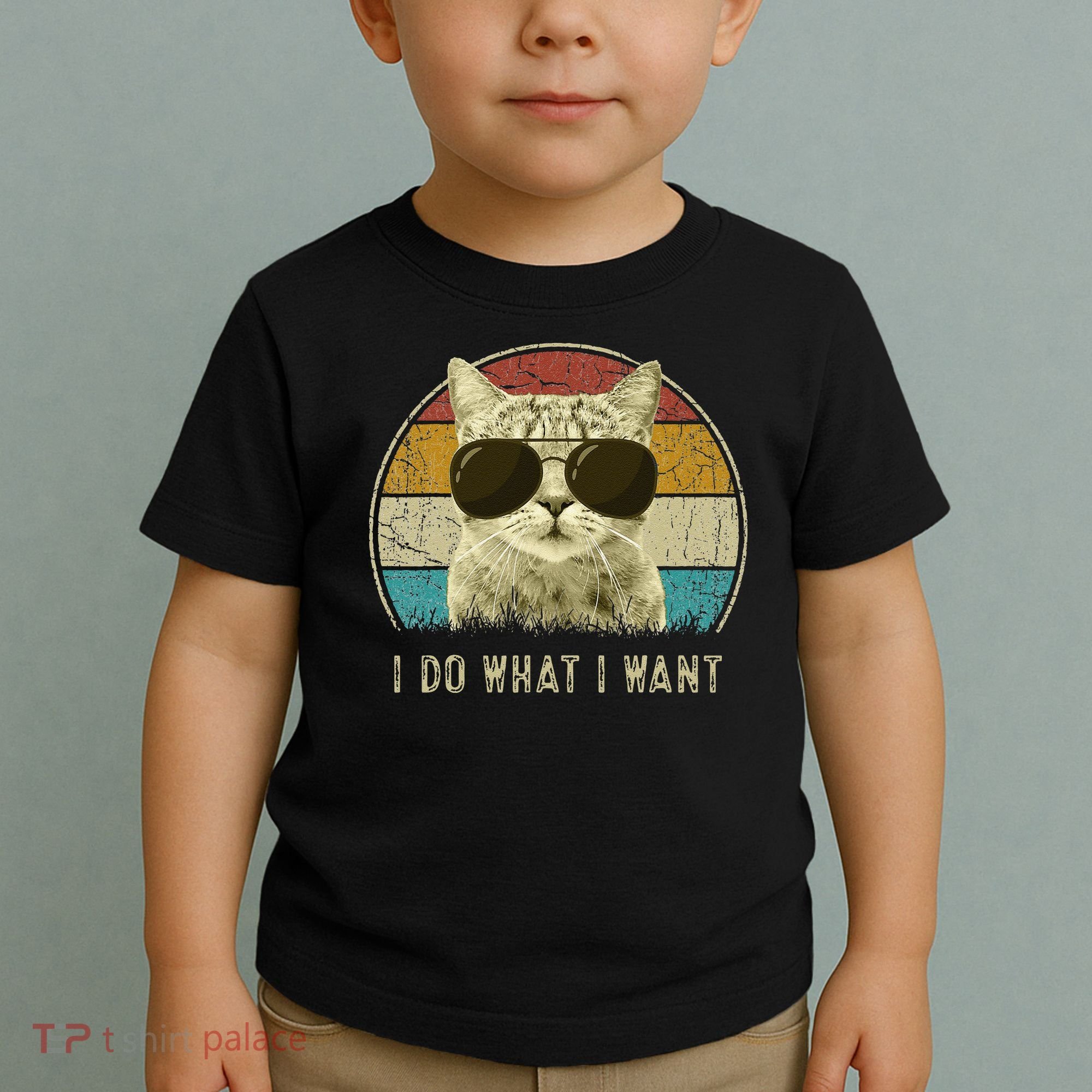 Funny Cat Retro Cats Lover I Do What I Want Toddler T-Shirt