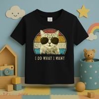 Funny Cat Retro Cats Lover I Do What I Want Toddler T-Shirt thumb 3