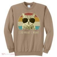Funny Cat Retro Cats Lover I Do What I Want Sweatshirt thumb 0