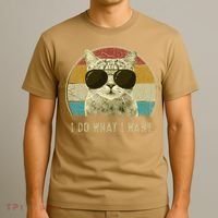 Funny Cat Retro Cats Lover I Do What I Want T-Shirt thumb 3