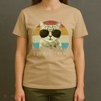 Funny Cat Retro Cats Lover I Do What I Want T-Shirt thumb 4