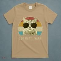 Funny Cat Retro Cats Lover I Do What I Want T-Shirt thumb 5
