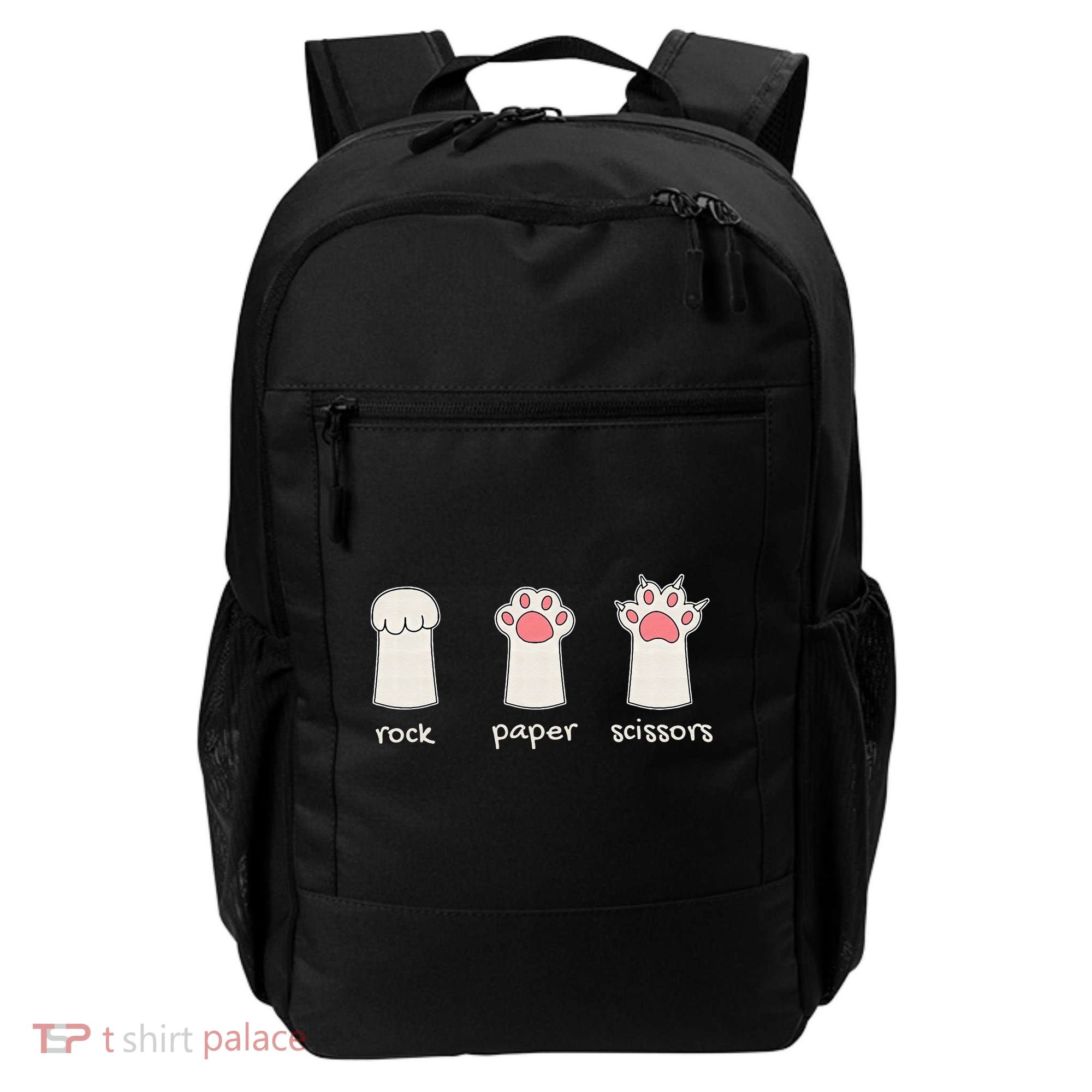 Funny Cat Rock Paper Scissors Cute Cat Paws Backpack