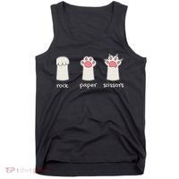 Funny Cat Rock Paper Scissors Cute Cat Paws Tank Top thumb 0