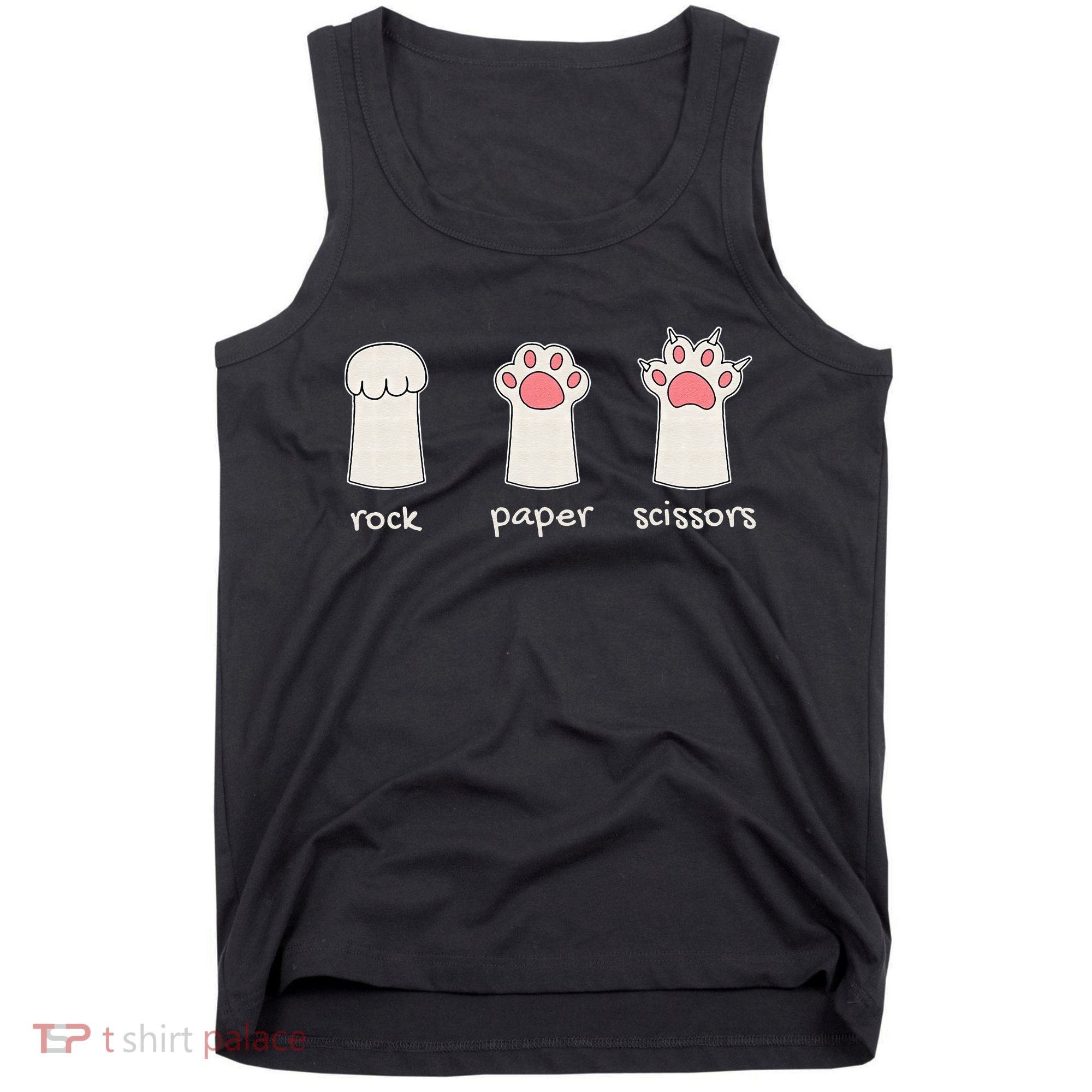Funny Cat Rock Paper Scissors Cute Cat Paws Tank Top