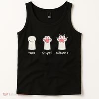 Funny Cat Rock Paper Scissors Cute Cat Paws Tank Top thumb 2