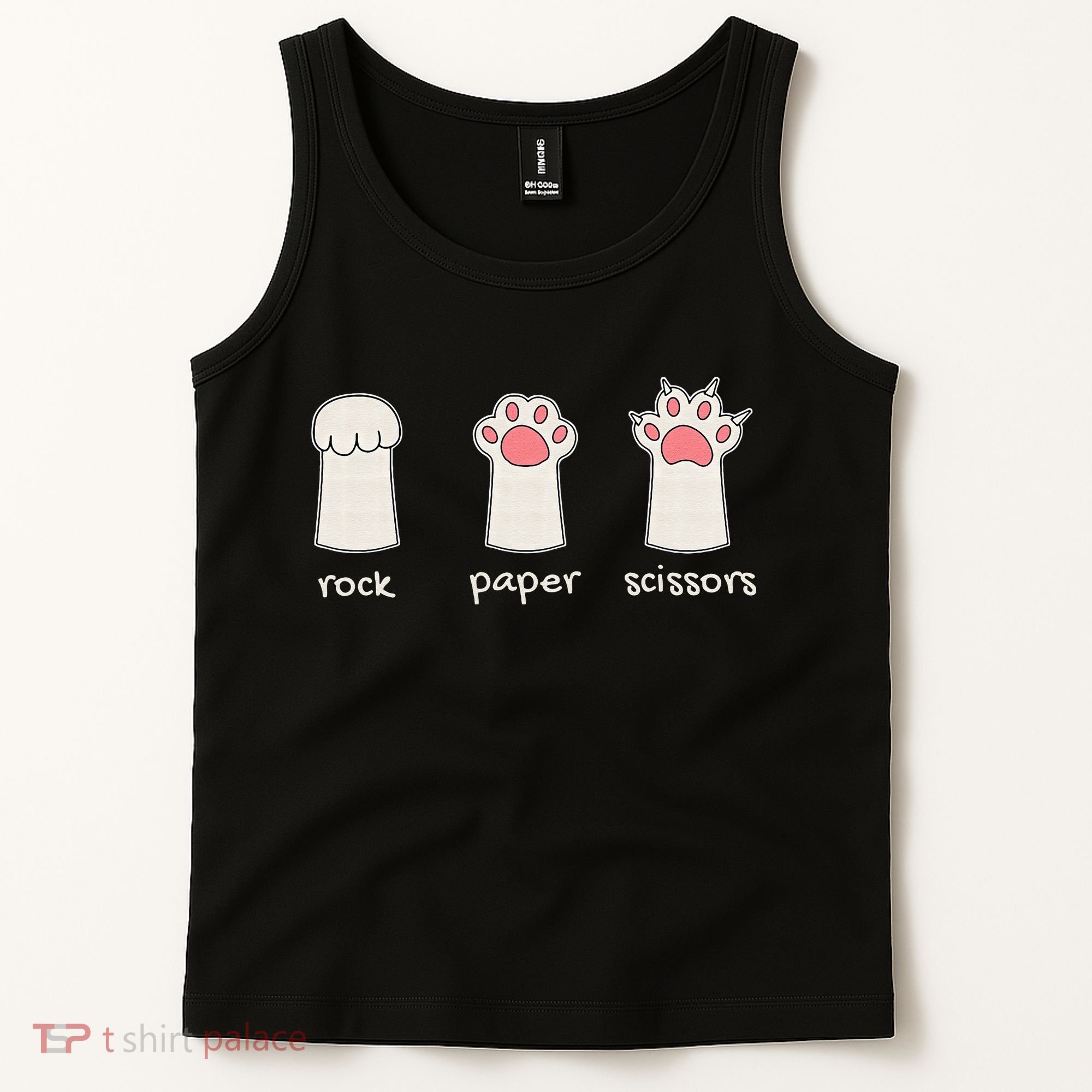 Funny Cat Rock Paper Scissors Cute Cat Paws Tank Top