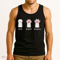Funny Cat Rock Paper Scissors Cute Cat Paws Tank Top thumb 3