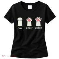 Funny Cat Rock Paper Scissors Cute Cat Paws Women's T-Shirt thumb 0