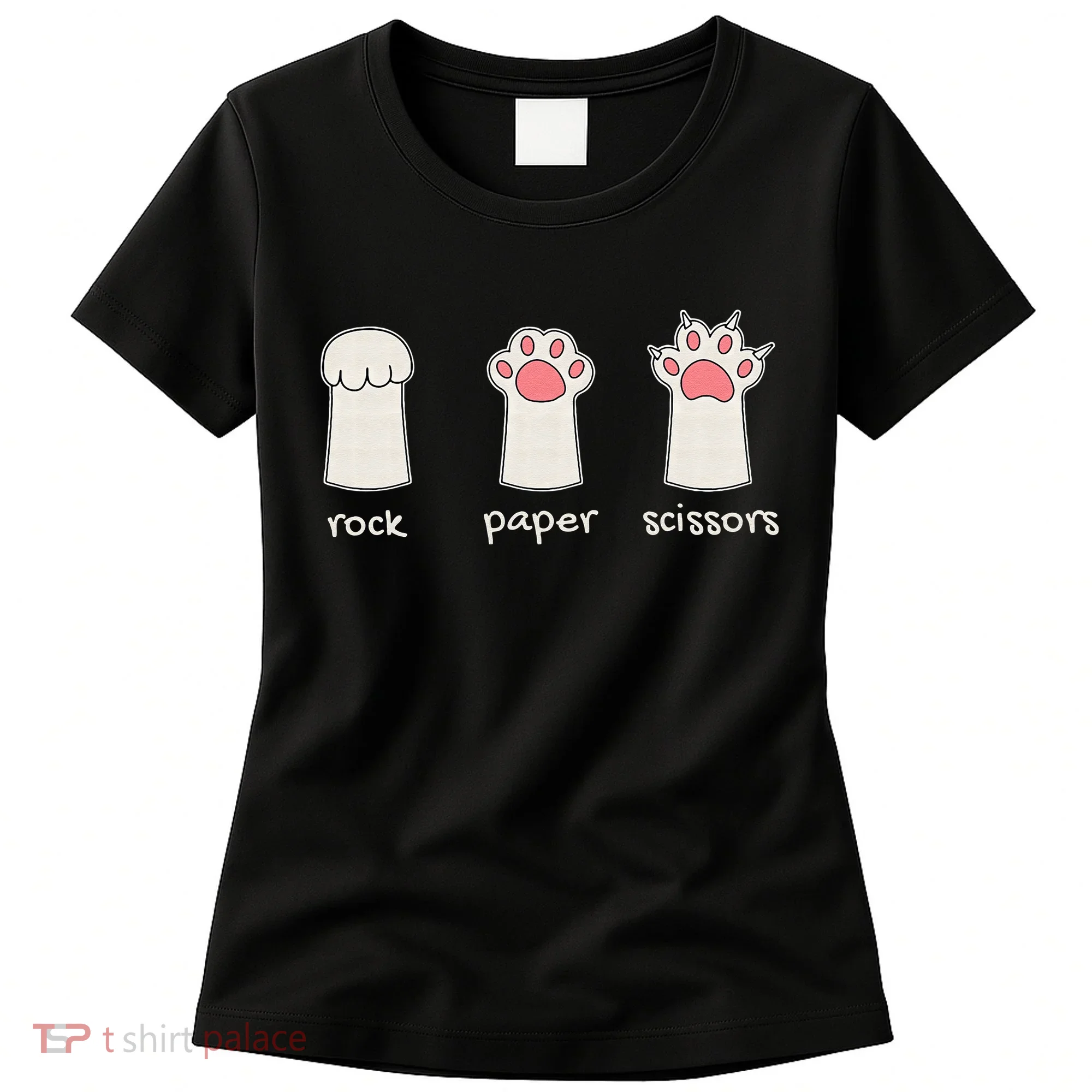 Funny Cat Rock Paper Scissors Cute Cat Paws Women's T-Shirt