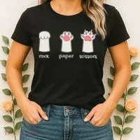 Funny Cat Rock Paper Scissors Cute Cat Paws Women's T-Shirt thumb 2