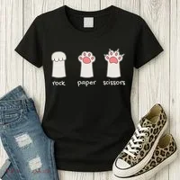 Funny Cat Rock Paper Scissors Cute Cat Paws Women's T-Shirt thumb 3