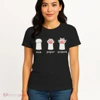 Funny Cat Rock Paper Scissors Cute Cat Paws Women's T-Shirt thumb 4