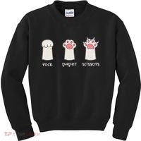 Funny Cat Rock Paper Scissors Cute Cat Paws Kids Sweatshirt thumb 0