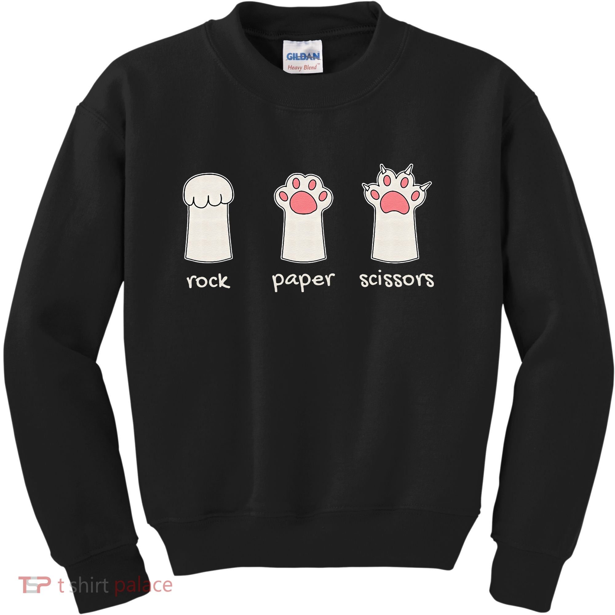 Funny Cat Rock Paper Scissors Cute Cat Paws Kids Sweatshirt