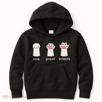Funny Cat Rock Paper Scissors Cute Cat Paws Kids Hoodie thumb 0