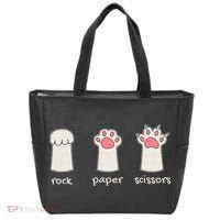 Funny Cat Rock Paper Scissors Cute Cat Paws Tote Bag thumb 0