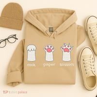 Funny Cat Rock Paper Scissors Cute Cat Paws Hoodie thumb 4